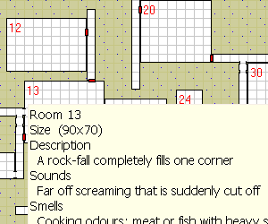 Cropped portion of a dungeon generated by MapMage.