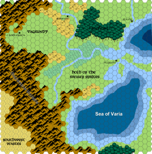 World of Greyhawk style map created using Hexographer