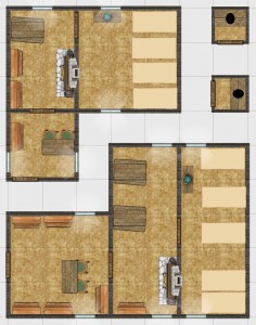 Two poor houses with dirt floors.  Click the image for a full-sized version.