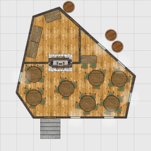 Tavern 01 - An odd shaped tavern. Dungeonographer file.