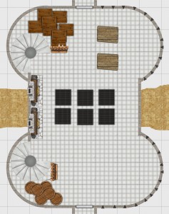 Gatehouse level two. Click the thumbnail for the full size battlemat or click this link for the Dungeonographer file.