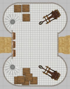 Gatehouse level three. Click the thumbnail for the full size battlemat or click this link for the Dungeonographer file.