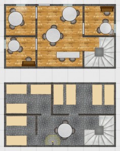 Jail battlemat w/spiral stairs. Click the graphic for the full sized version, right-click and save this link for the Dungeonographer file.