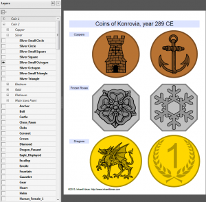 Editing the coins in the coin creator PDF.