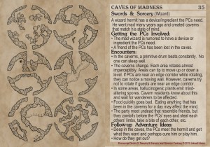 "Caves of Madness" Encounter Card featured six mini-geomorphs by Matt Jackson.