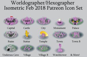 February 2018 Isometric style Patreon Icons