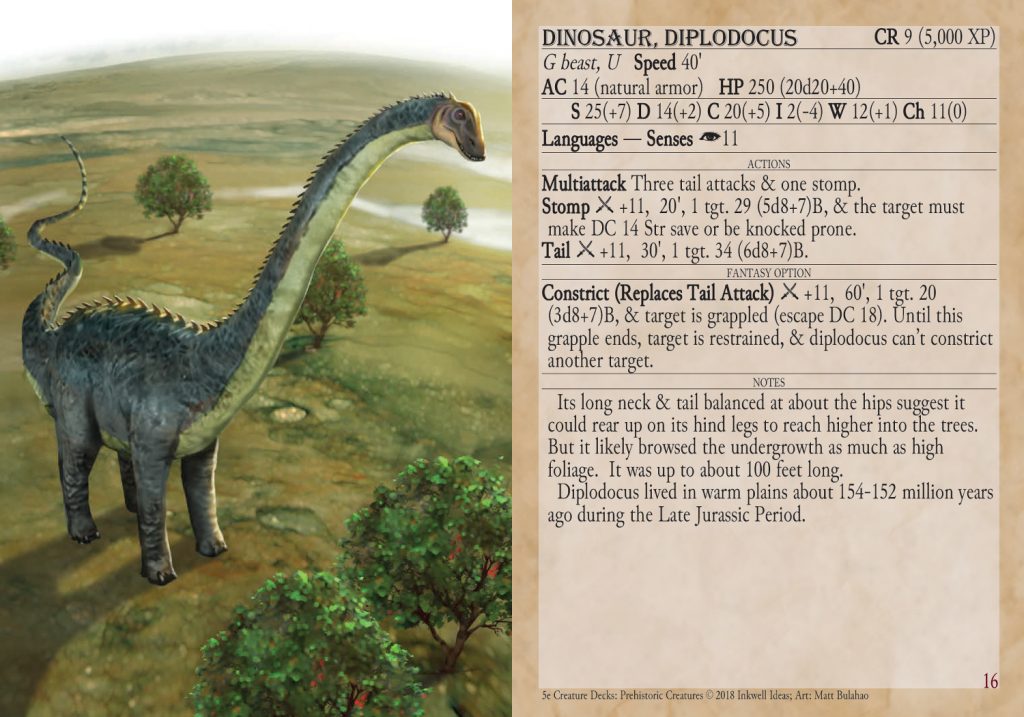 5e Creature Decks: Prehistoric Creatures preview card #16 Diplodocus