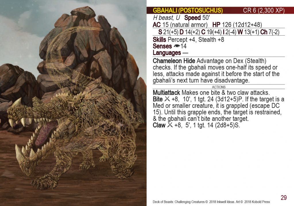 Deck Of Beasts Challenging Creatures preview card #29 Gbahali