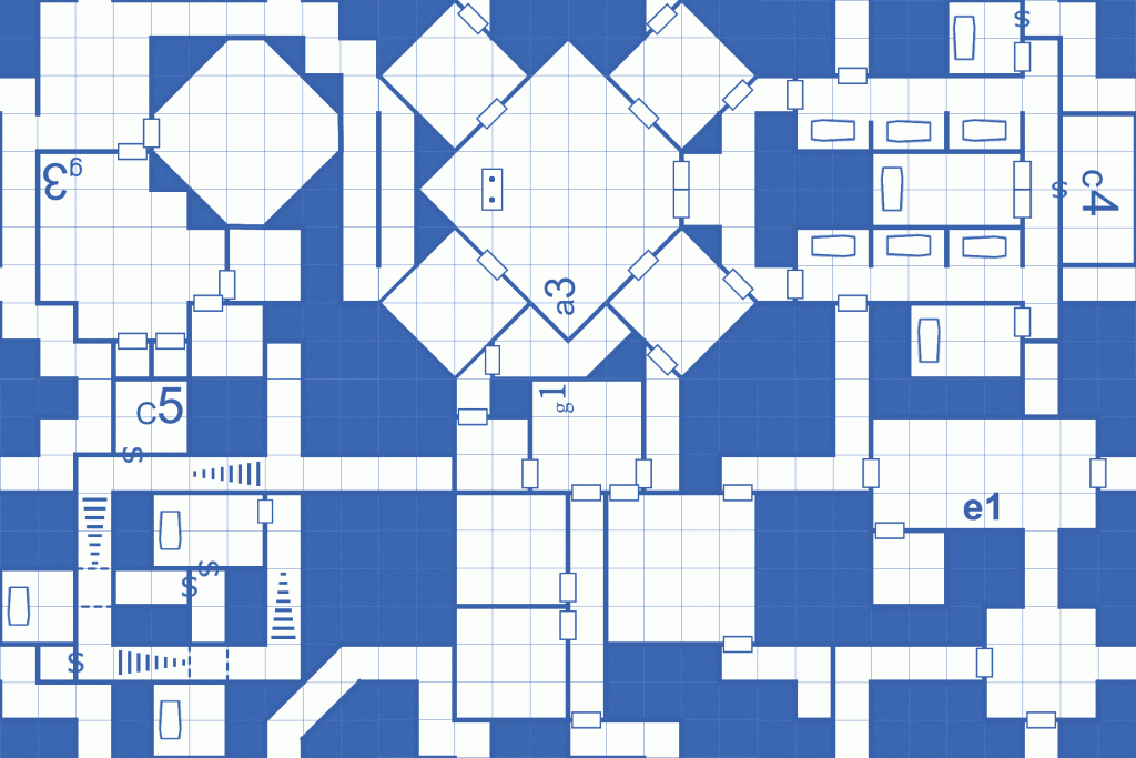 Sample DungeonMorph cards in use. (Final cards are expected to be gridless.)