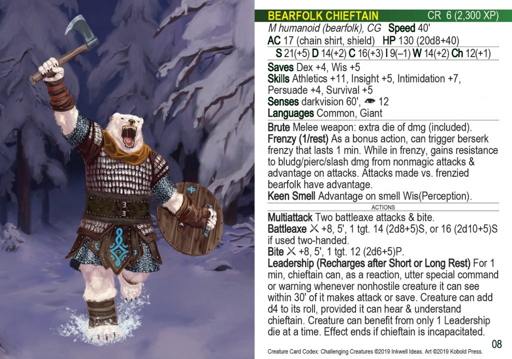 Bearfolk Chieftain card from Creature Card Codex: Challenging Creatures