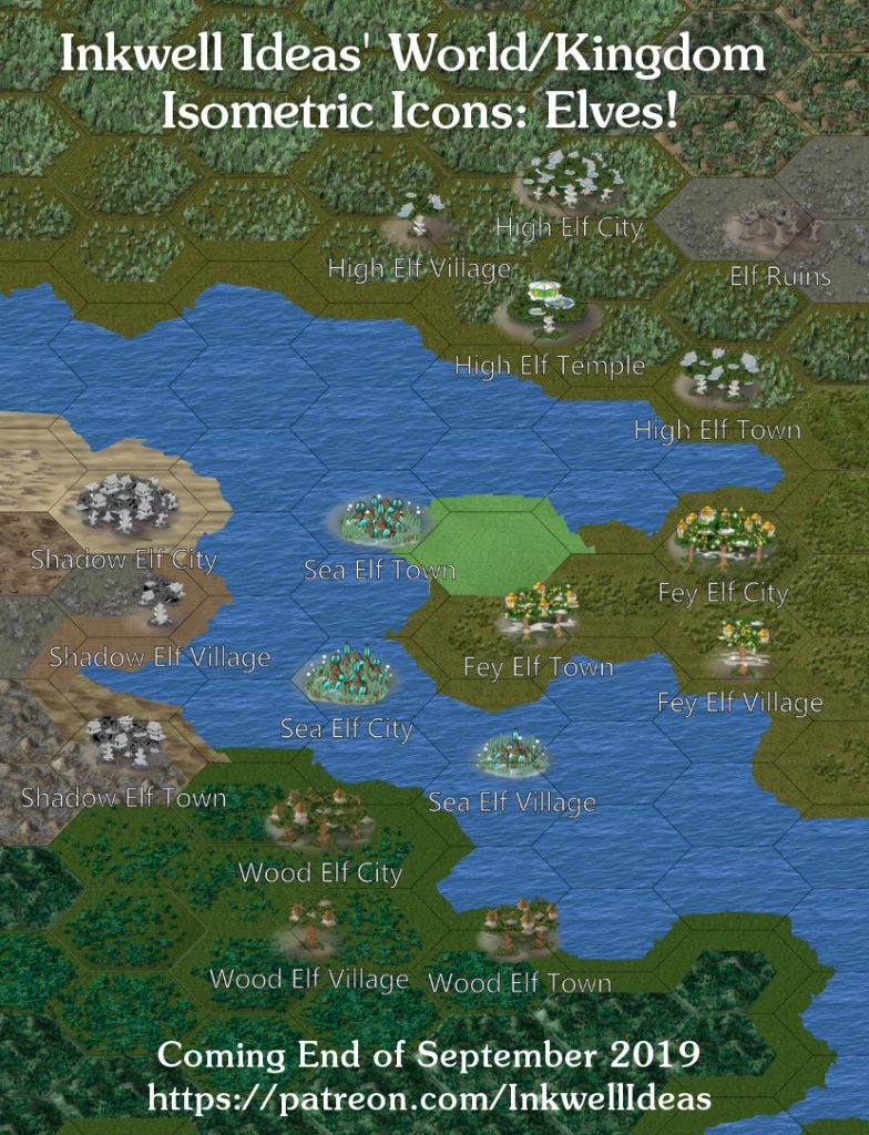 Isometric Style Elf World/Kingdom Map Icons