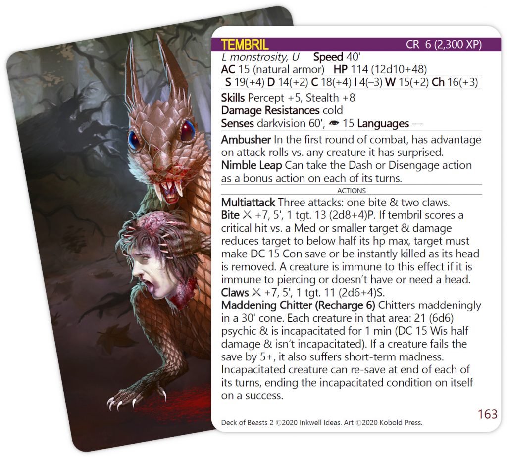 Another sample card: Tembril.