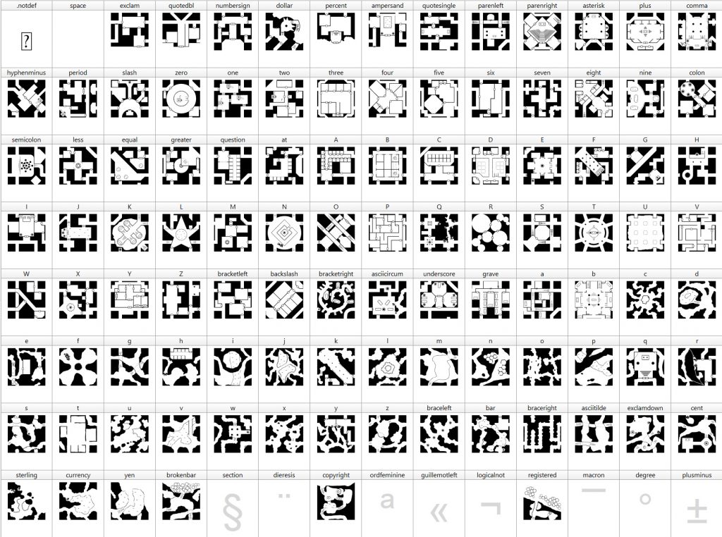 Keystrokes to glyphs chart for our most recent Delver, Trailblazer, and Voyager sets.