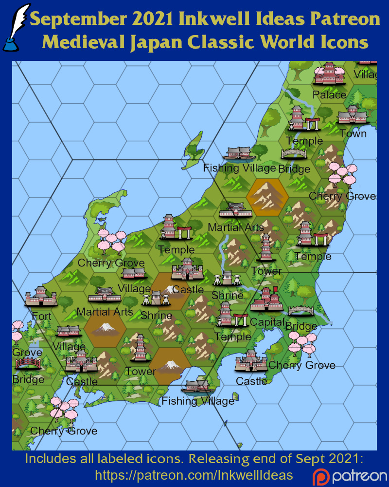 Medieval Japan Classic World/Kingdom Map Icons Preview