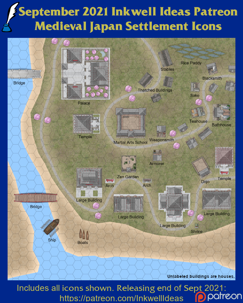 Medieval Japan Settlement Map Icons Preview