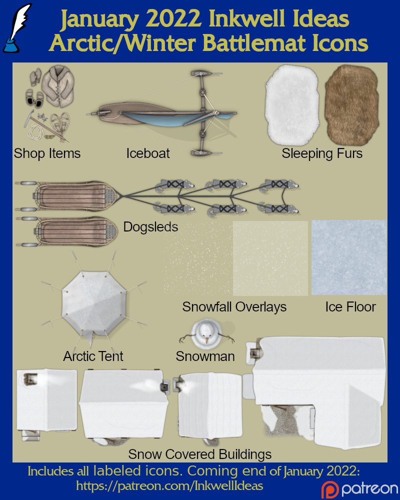 Arctic/Winter Battlemat Map Icons Preview