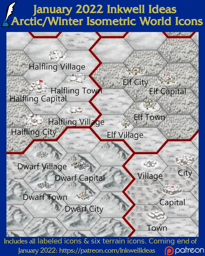 Arctic/Winter Isometric World/Kingdom Map Icons Preview