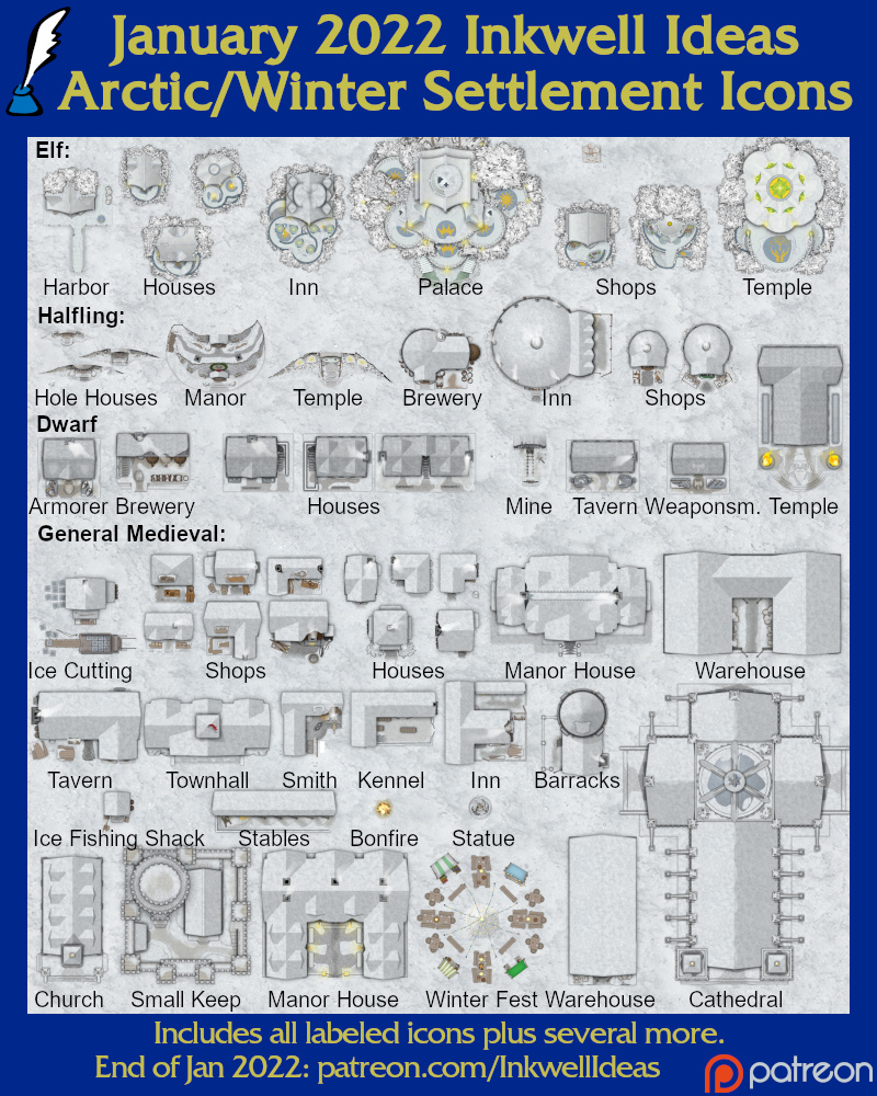 Arctic/Winter Settlement Map Icons Preview