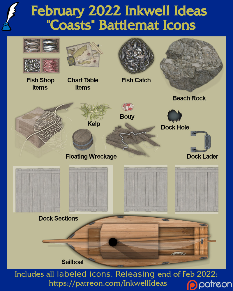 Battlemat Coasts map icons preview.