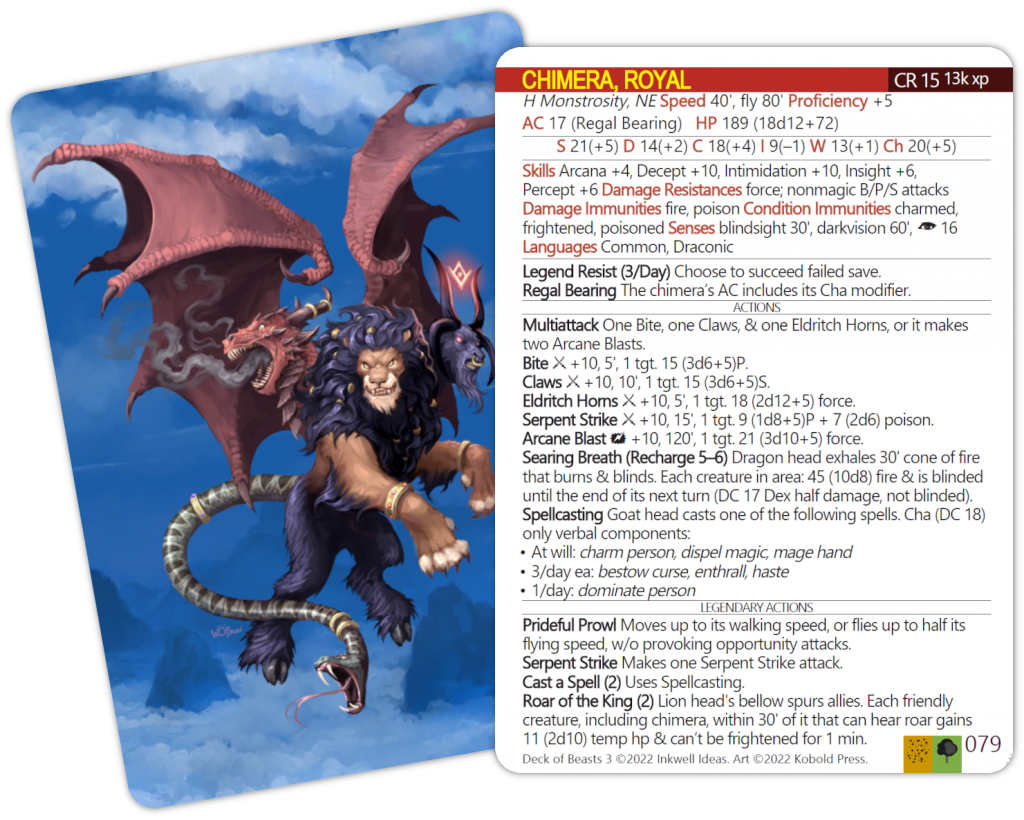 A sample card from the Deck of Beasts 3.