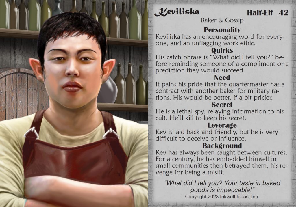 One of our new NPCs, this is Keviliska, from the Castle NPC deck.