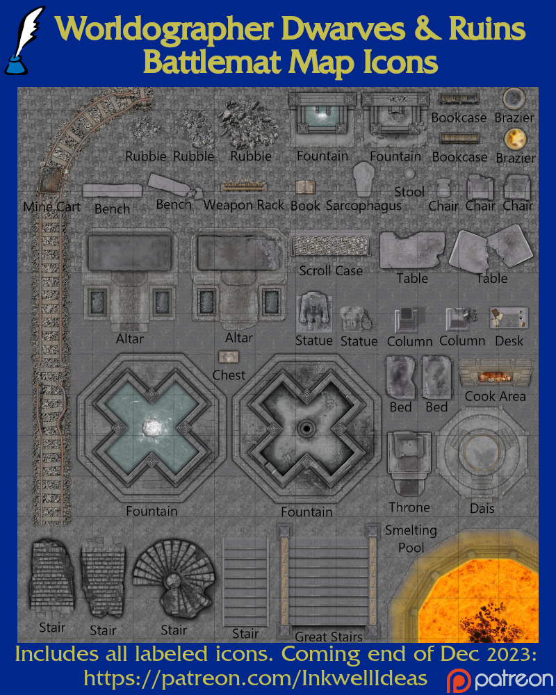 Dwarven Ruins Battlemat Map Icons