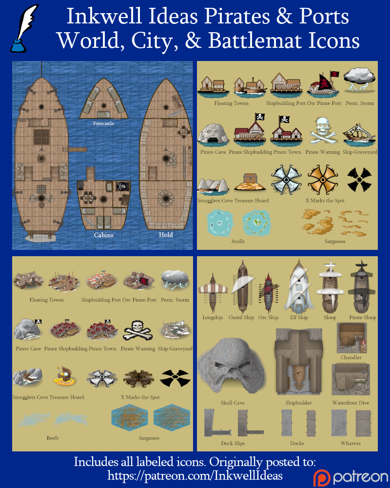 Pirates & Ports map icons preview.