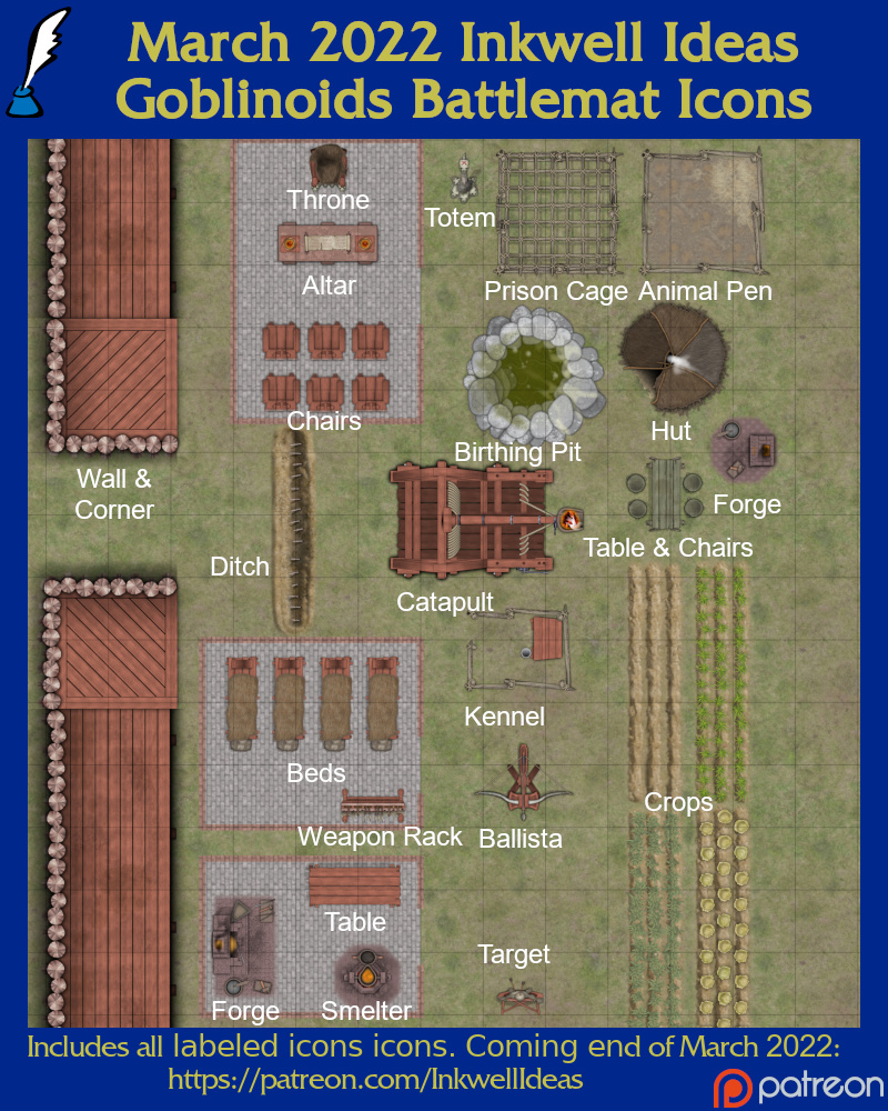 Goblinoid battlemat icons preview.