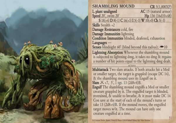 5e Creature Decks: Beasts, Oozes, & Plants: Shambling Mound – Inkwell Ideas