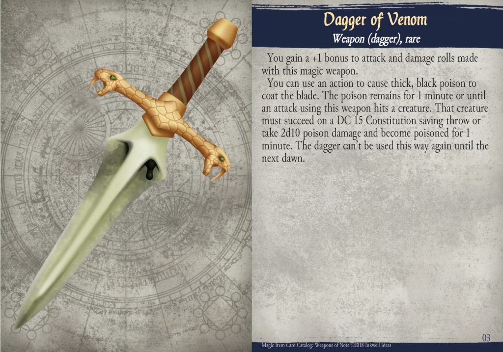 Magic Item Card Catalog: Dagger of Venom