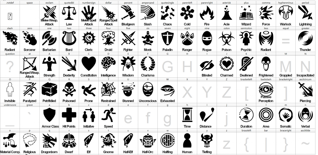 Fantasy RPG Dings Font Preview