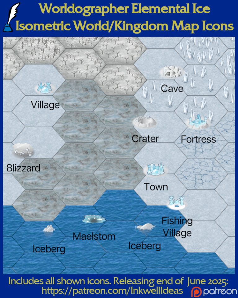 Elemental Ice Region Map Icons Preview – Inkwell Ideas
