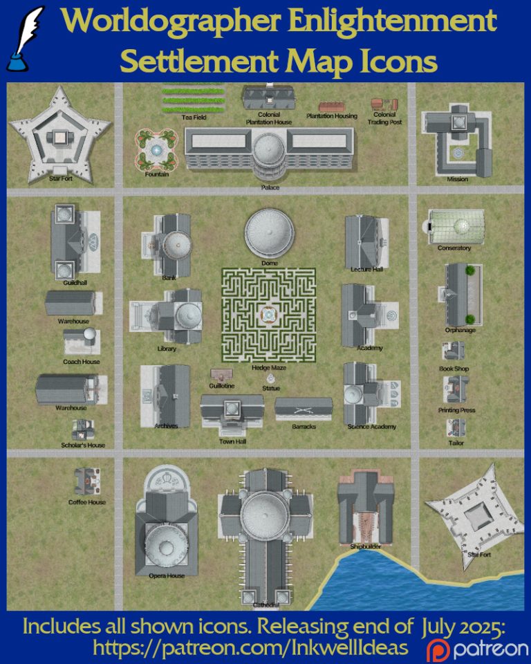 Enlightenment Settlement Map Icons Preview – Inkwell Ideas