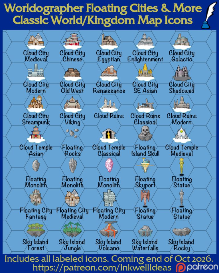 Floating Cities (& More) Map Icon Previews – Inkwell Ideas